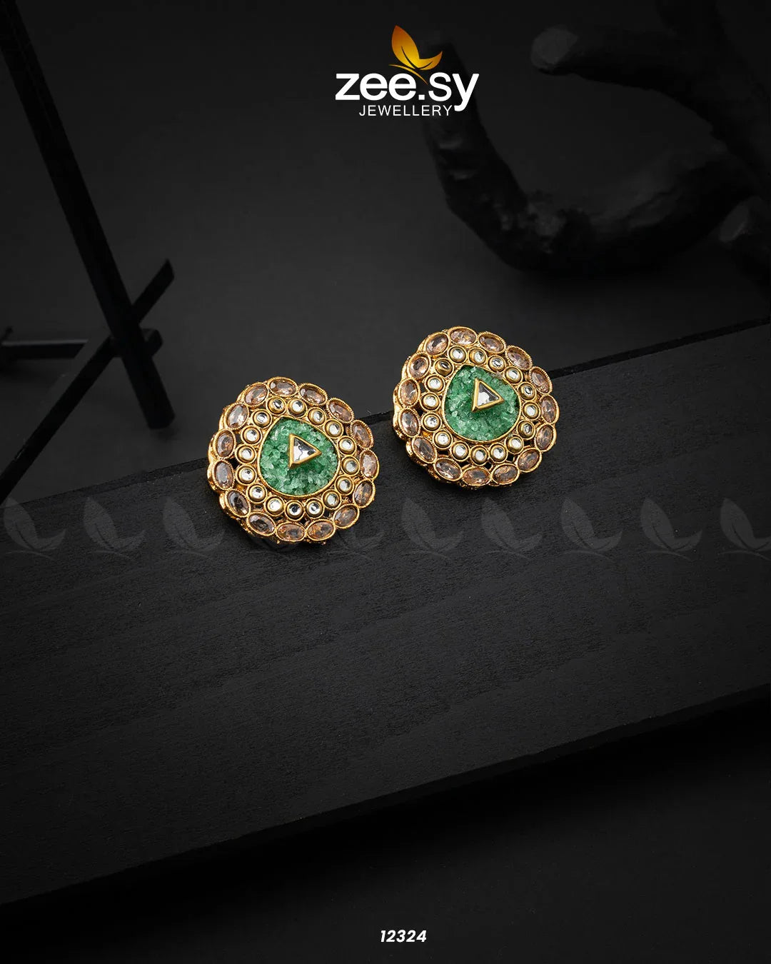 Pebble Earrings Green - Zeesy Jewellery