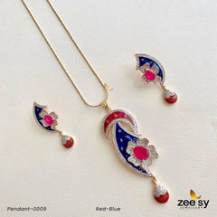 PENDANT-0009 Red-Blue - Zeesy Jewellery