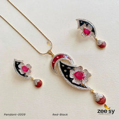 PENDANT-0009 Red-Black - Zeesy Jewellery