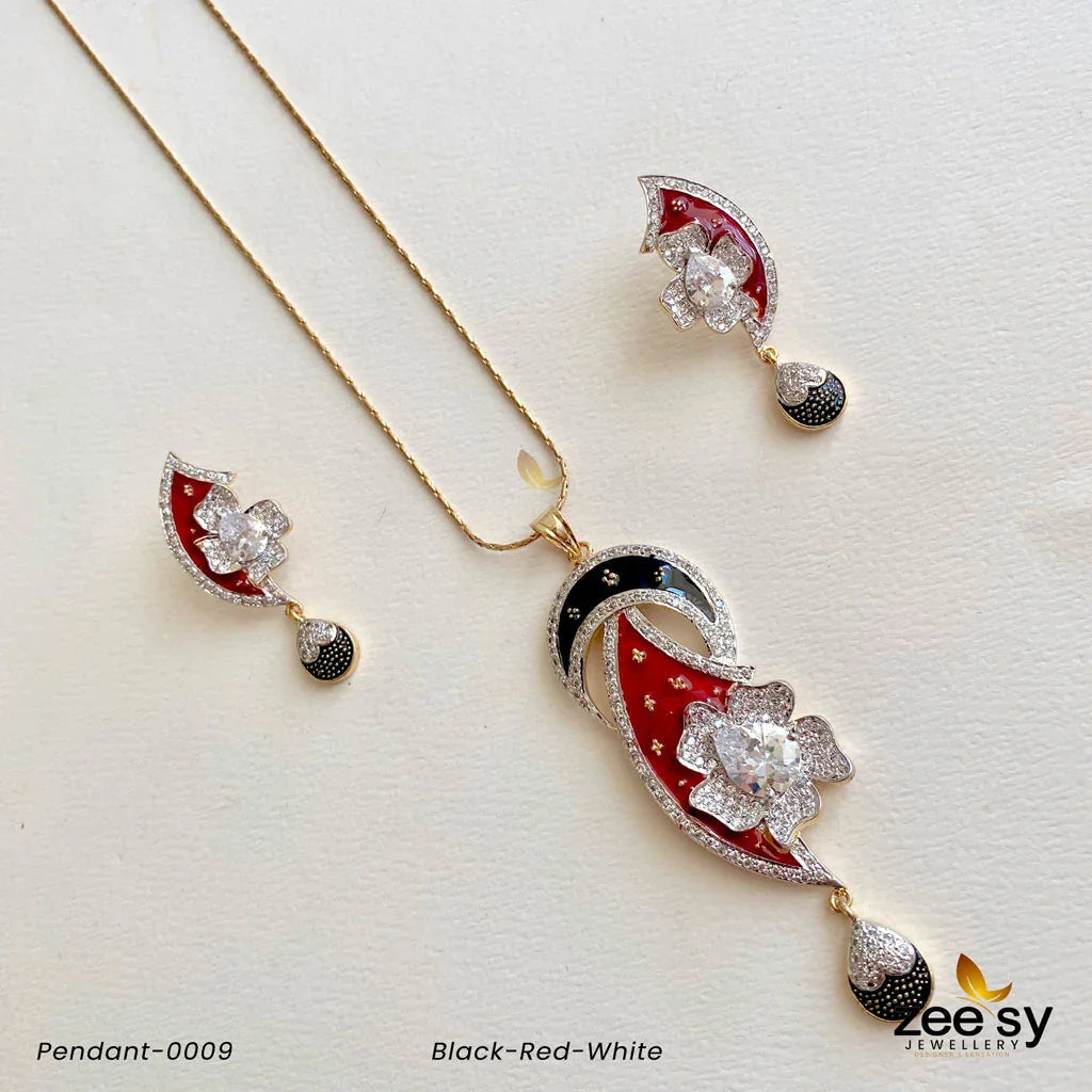 PENDANT-0009 Black-Red-White - Zeesy Jewellery