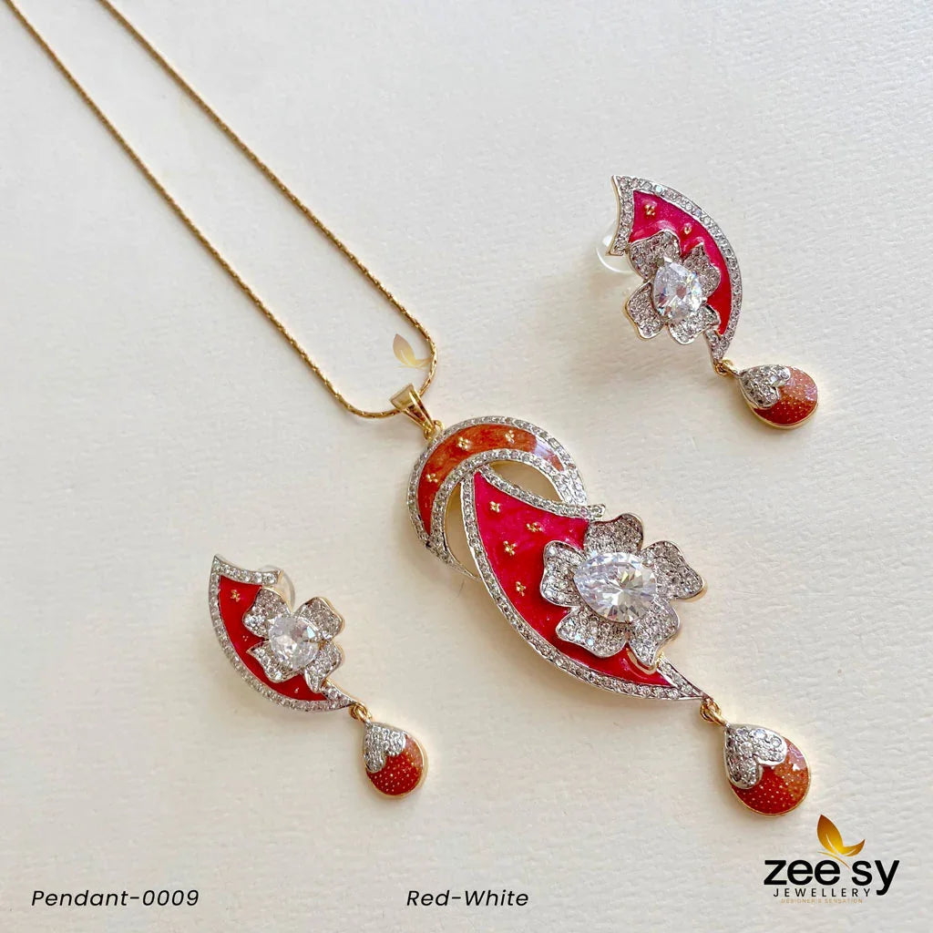 PENDANT-0009 Red-White - Zeesy Jewellery