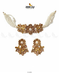 Peony Choker Set Golden Champagne - Zeesy Jewellery