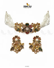 Peony Choker Set Golden Multi - Zeesy Jewellery