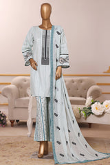 Khombi Stitched 3 Piece Cotton Summer Suit-Pie Sky