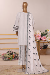 Khombi Stitched 3 Piece Cotton Summer Suit-Pie White