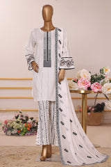 Khombi Stitched 3 Piece Cotton Summer Suit-Pie White