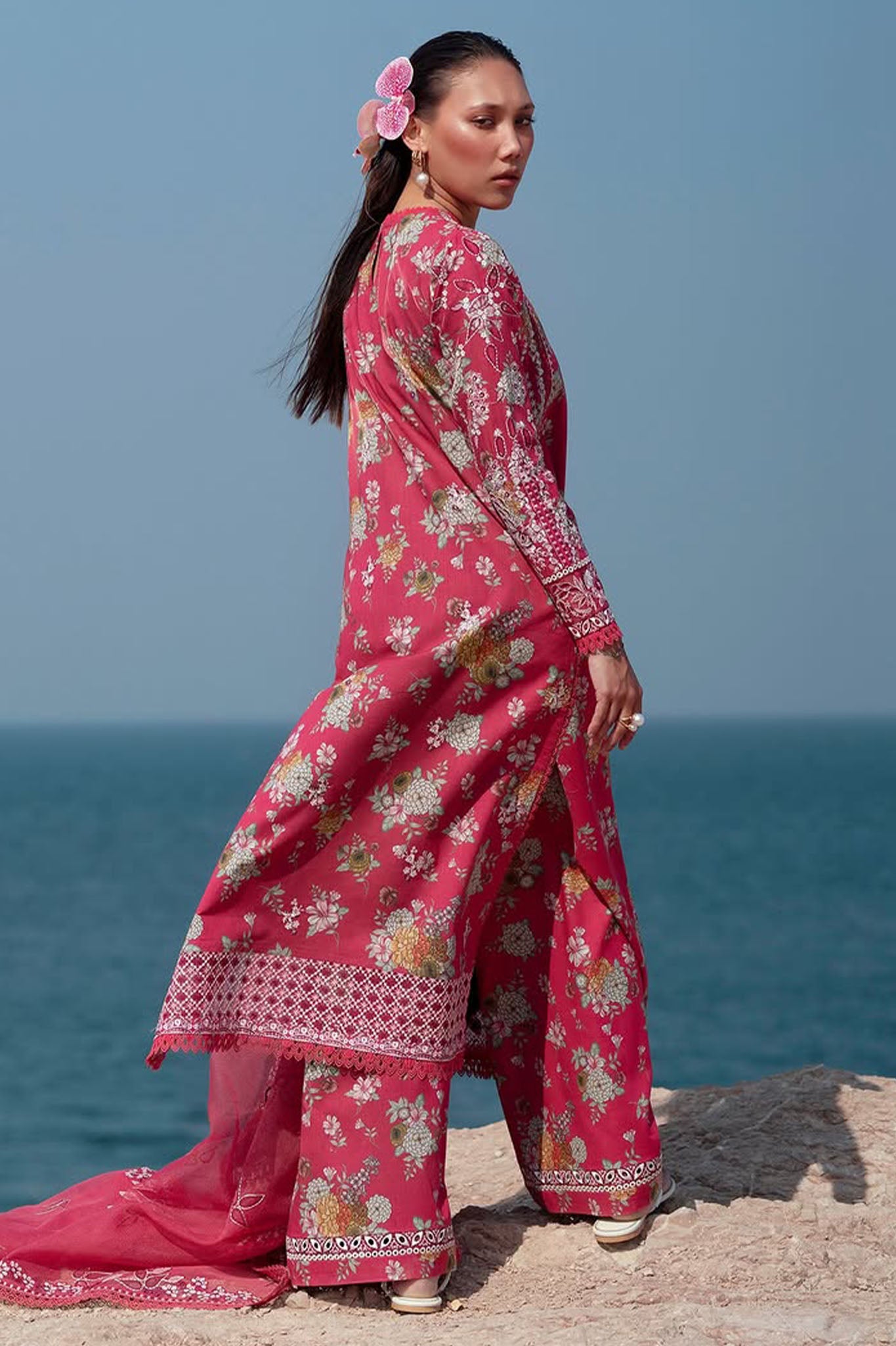 Summer Together By Afrozeh Unstitched 3 Piece Lawnkari Vol-03 Collection-AL-05-Pink Ruby
