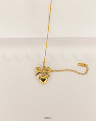 Puffed Heart Ribbon Bow Bracelet - Zeesy Jewellery