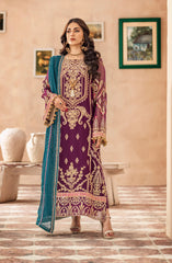 Zainab by Mashq Unstitched 3 Piece Luxury Chiffon Collection'2023-QFD-0065
