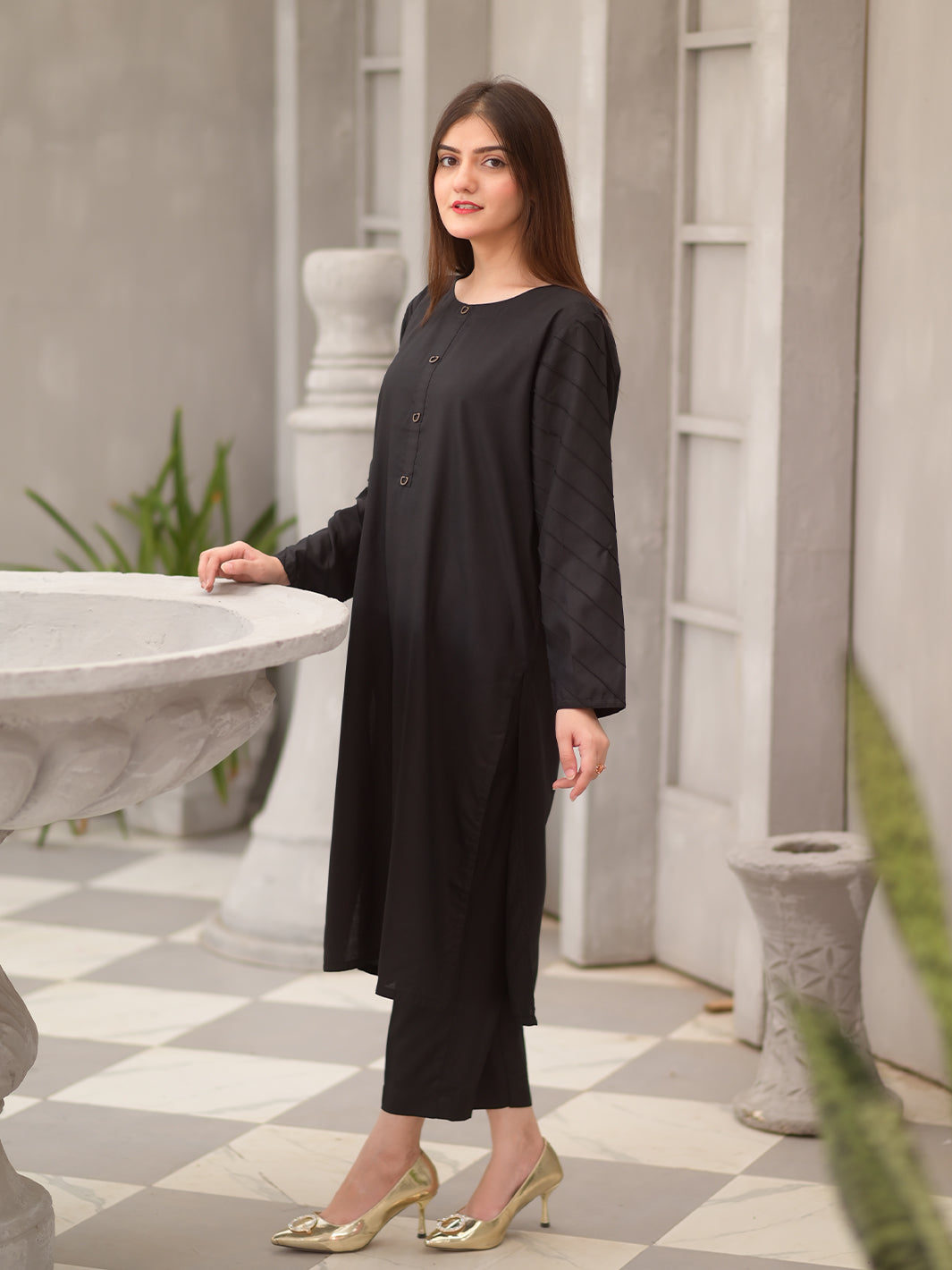 Tng By Md Stitched Collection-Ansha Co-Ord Set-Black