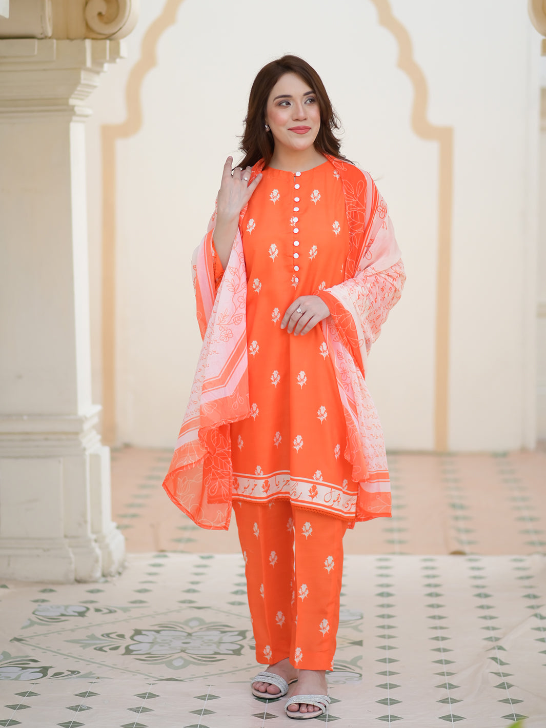 Rang By TNG Stitched 3 Piece Collection'2024-Orange