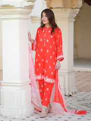 Rang By TNG Stitched 3 Piece Collection'2024-Ruby Red