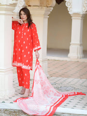 Rang By TNG Stitched 3 Piece Collection'2024-Ruby Red