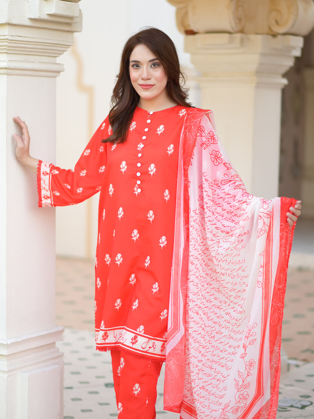 Rang By TNG Stitched 3 Piece Collection'2024-Ruby Red