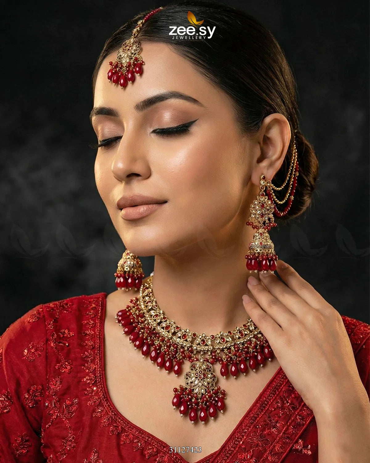 Shahi Qatra CutStone Bridal Set - Zeesy Jewellery