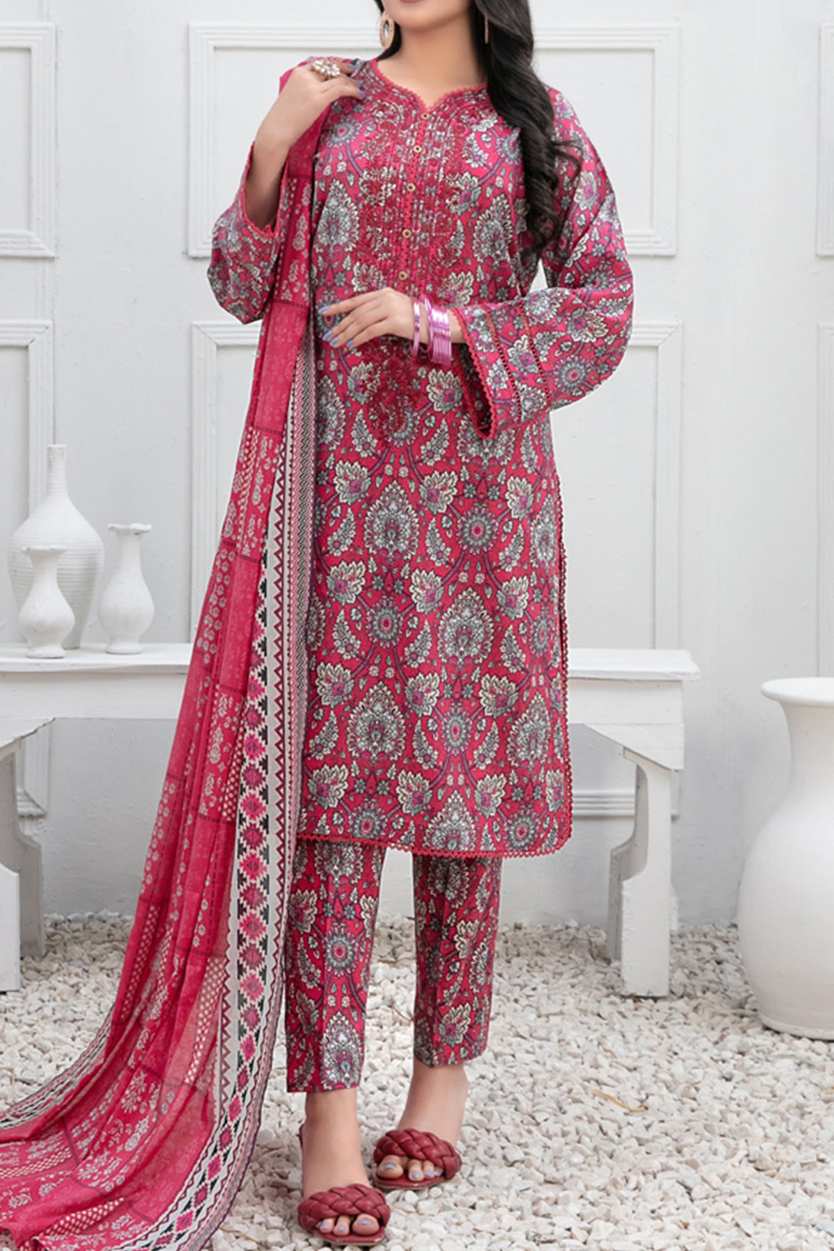 Roshane by Tawakkal Stitched 3 Piece Lawn Collection'2023-R-9025