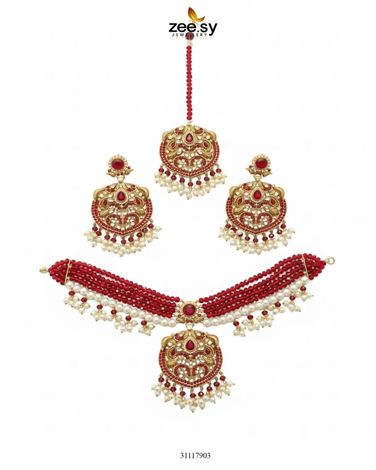 Jasmine Choker Set Red - Zeesy Jewellery