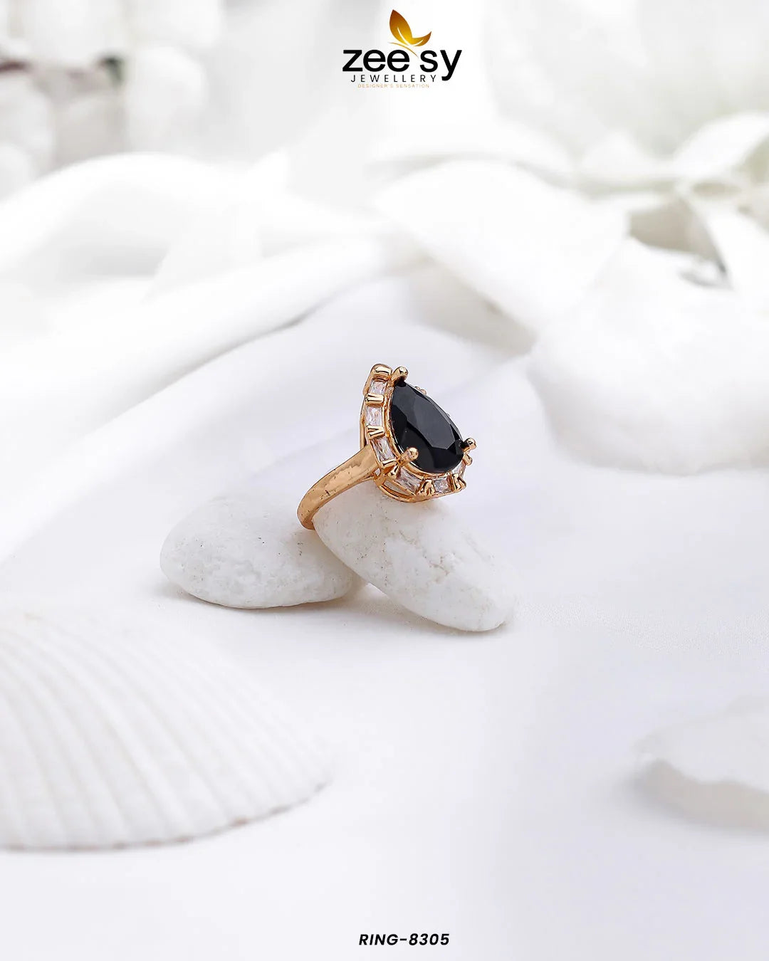 Ring-8305 Black - Zeesy Jewellery