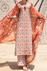 Taneez by Roheenaz Unstitched 3 Piece Block Printed Lawn Collection'2024-RNB-03-B-Yekta