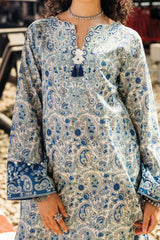 Taneez by Roheenaz Unstitched 3 Piece Block Printed Lawn Collection'2024-RNB-05-B-Samira