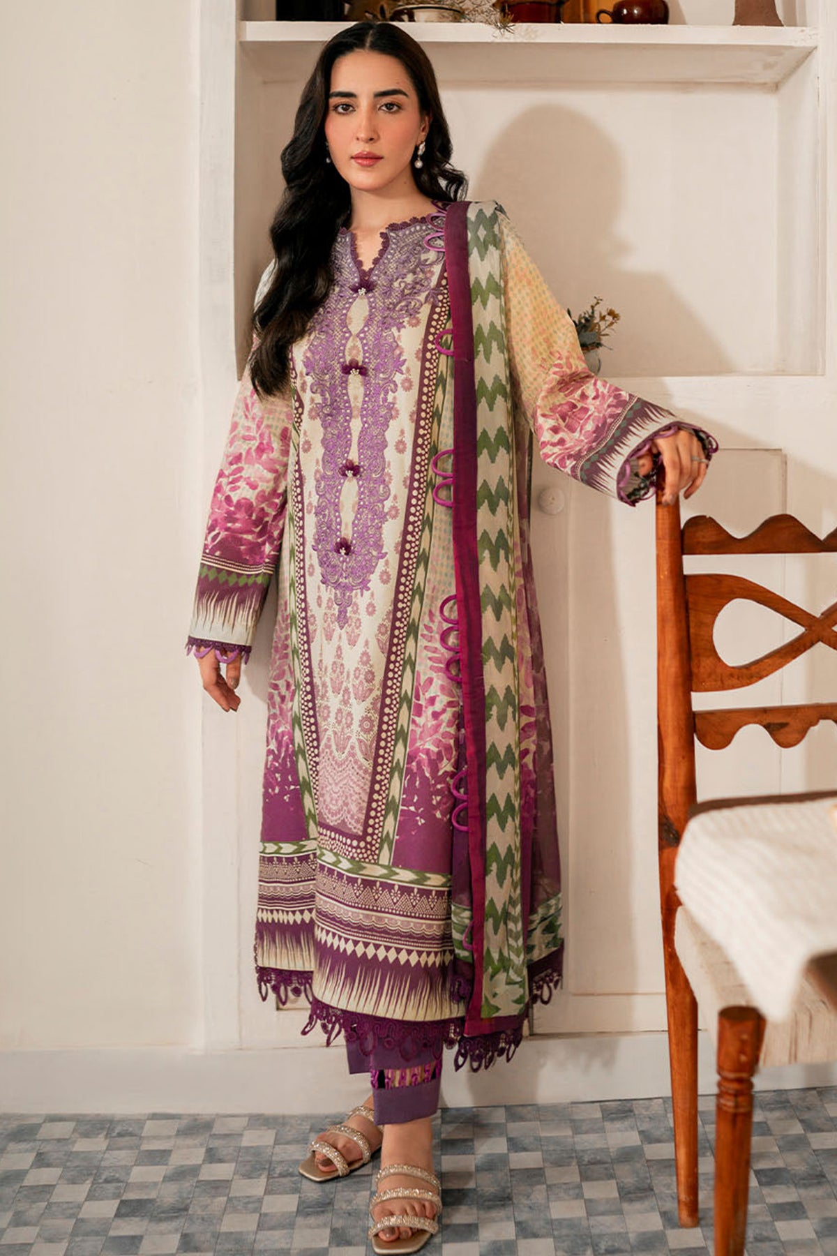 Selene By Roheenaz Unstitched 3 Piece Printed Cambric Fall Collection'2024-RNP-05-A-Sadie