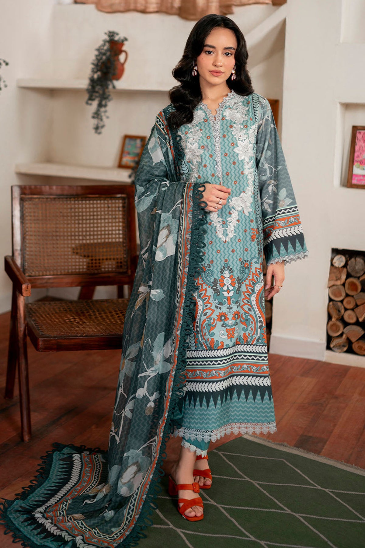 Selene By Roheenaz Unstitched 3 Piece Printed Cambric Fall Collection'2024-RNP-08-B-Aurora