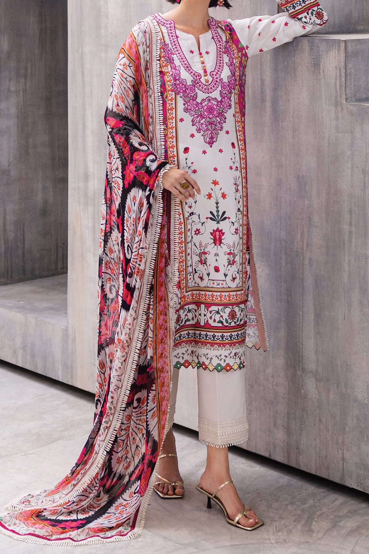 Azalea By Roheenaz Unstitched 3 Piece Printed Lawn Collection'2024-RNZ-01-A-Marigold Meadows