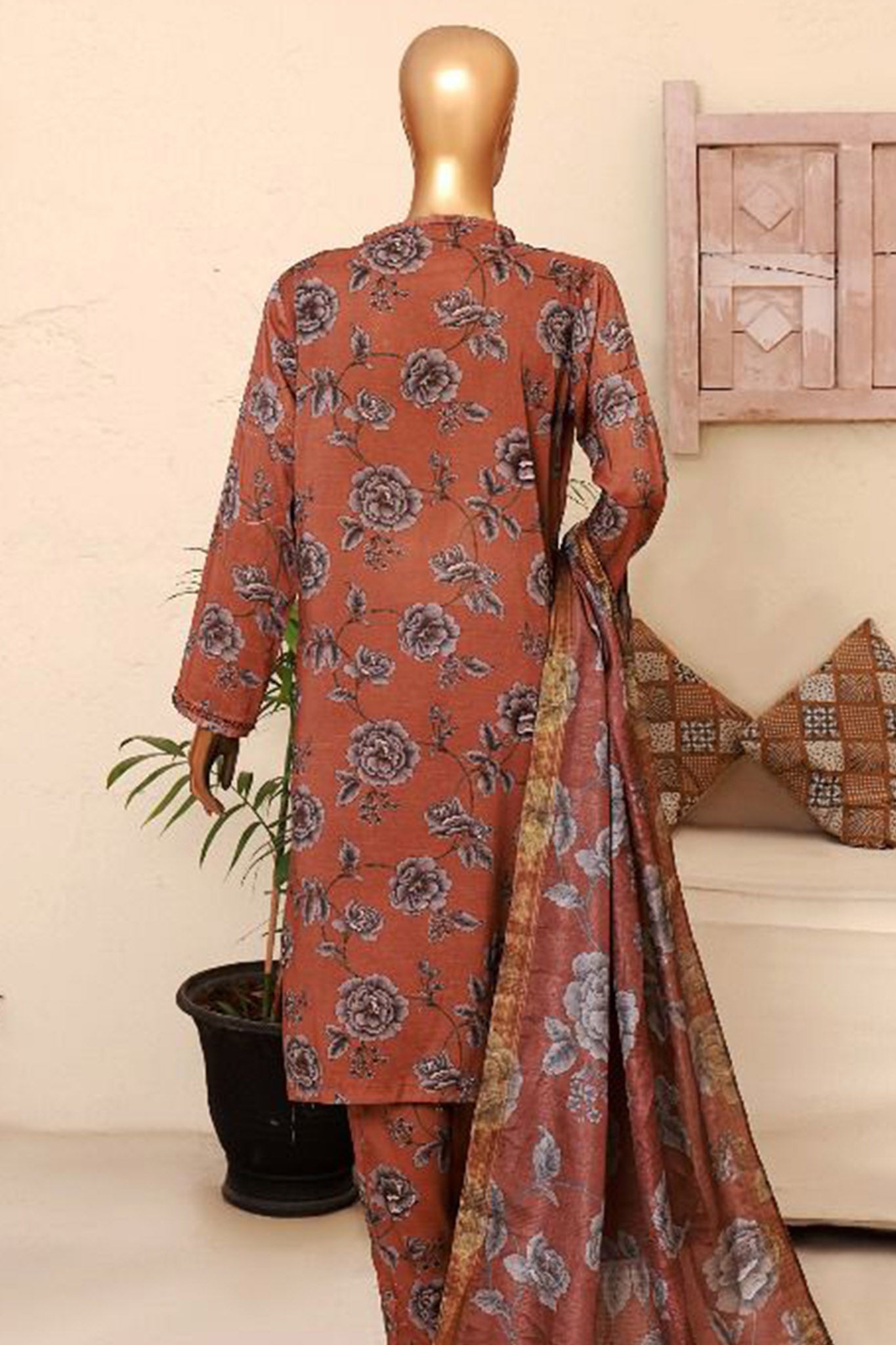 Florence By HZ Stitched 3 Piece Printed & Emb Raw Silk Collection'2024-RRE-05