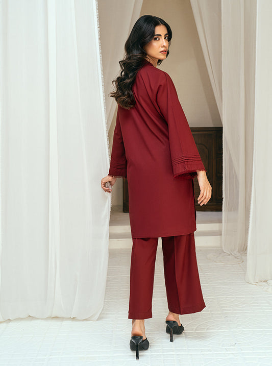 Rangeen Stitched 2 Piece Scarlet Co-Ord Set