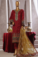 Bin Saeed Stitched 3 Piece Exclusive Luxury Formals Collection'2024-RTS-1158-Maroon