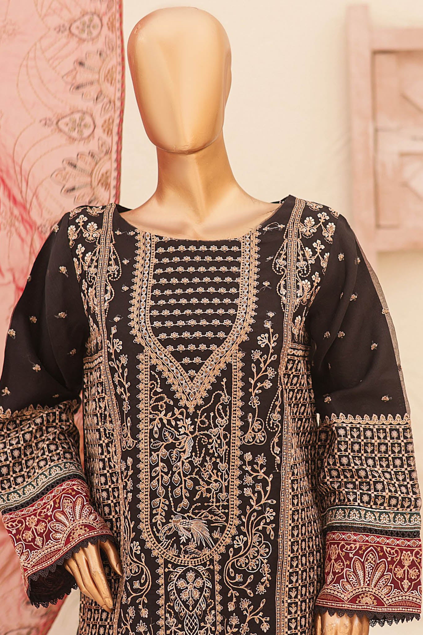 Bin Saeed Stitched 3 Piece Emb Fancy Festive Ramadan Collection'2024-RTS-430-Black