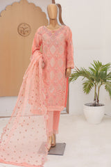 Bin Saeed Stitched 3 Piece Fancy Emb Formals Collection'2024-RTS-923-Peach