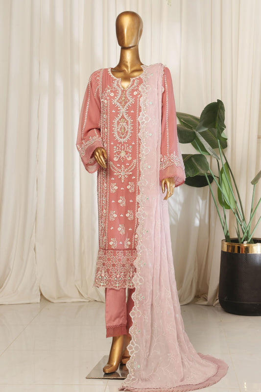 Bin Saeed Stitched 3 Piece Emb Chiffon Collection'2025-RTSC-1791-Pink