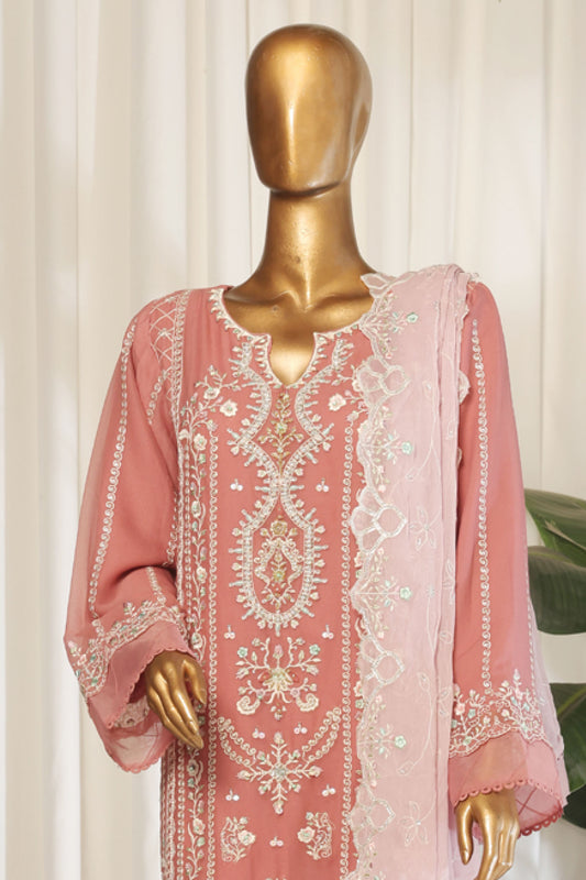 Bin Saeed Stitched 3 Piece Emb Chiffon Collection'2025-RTSC-1791-Pink