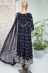 Shazlin By Bin Saeed Stitched 3 Piece Emb Chiffon Frocks Collection'2024-RTSC-992-Navy Blue