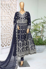 Shazlin By Bin Saeed Stitched 3 Piece Emb Chiffon Frocks Collection'2024-RTSC-992-Navy Blue