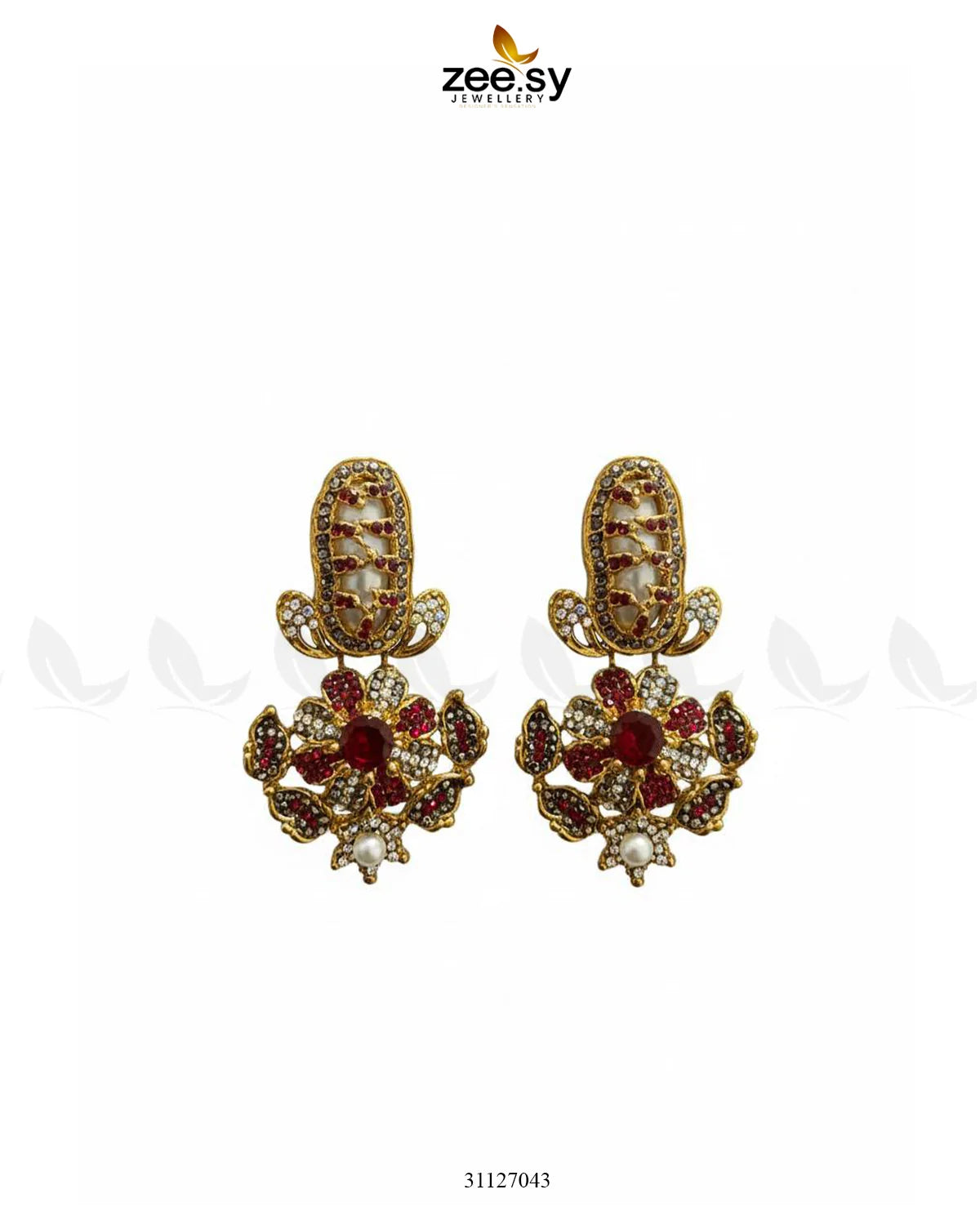 Emerald Turkish Mother Pearl Earrings - Zeesy Jewellery