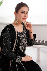 Eid E Milan By Al Siyaab Stitched 3 Piece Formals Suit-Raani-Black