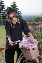 Luxe Noir by Madiha Gohar Stitched Summer Suit-Radiance Glimmer