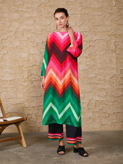 Aadaab Boutique Rang Mehal – Vibrant Chevron Kurta