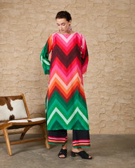 Aadaab Boutique Rang Mehal – Vibrant Chevron Kurta