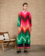 Aadaab Boutique Rang Mehal – Vibrant Chevron Kurta