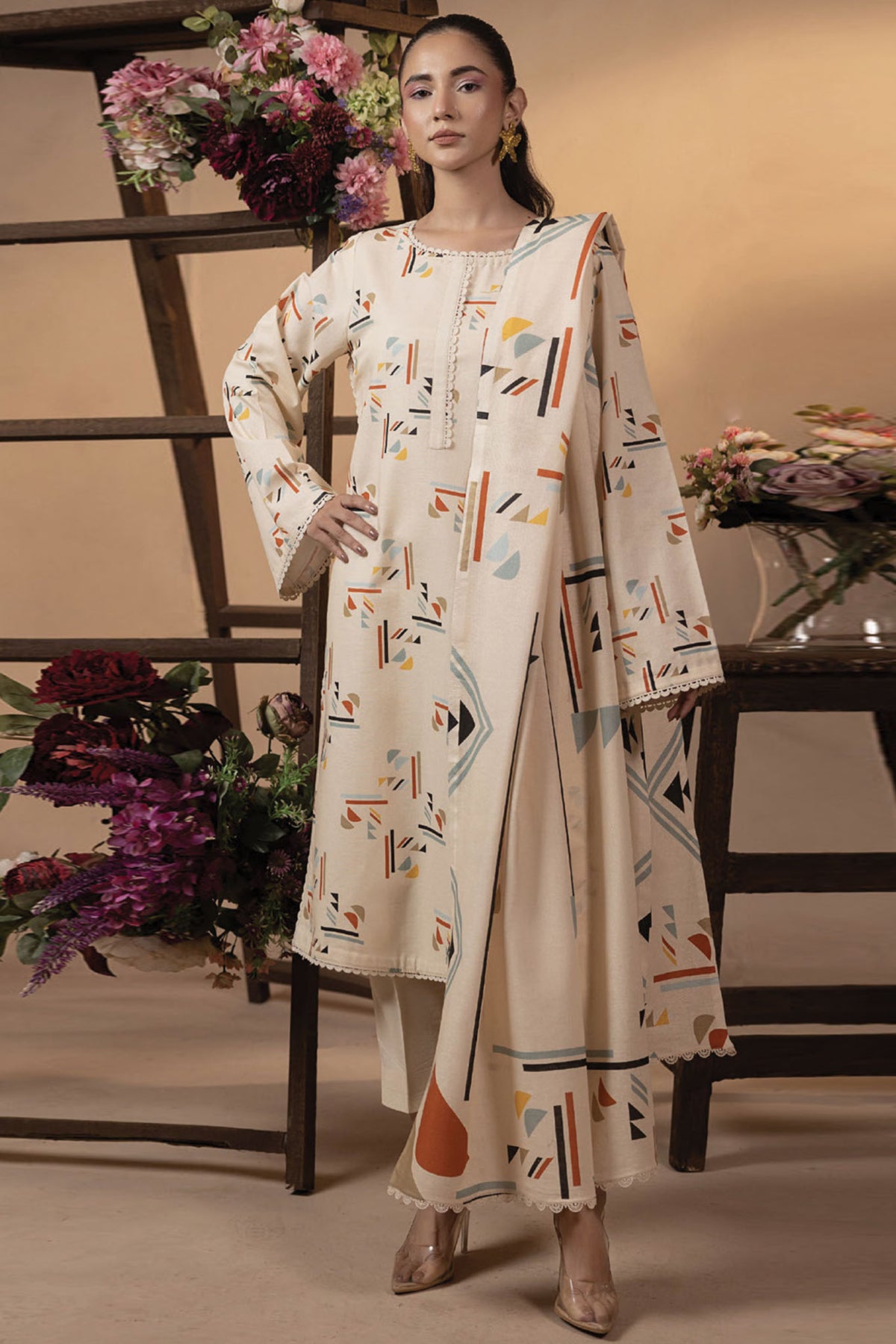 Raya By Humdum Unstitched 3 Piece Printed Khaddar Collection'2024-D-10