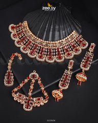 Ariana Bridal Sets Golden Red - Zeesy Jewellery
