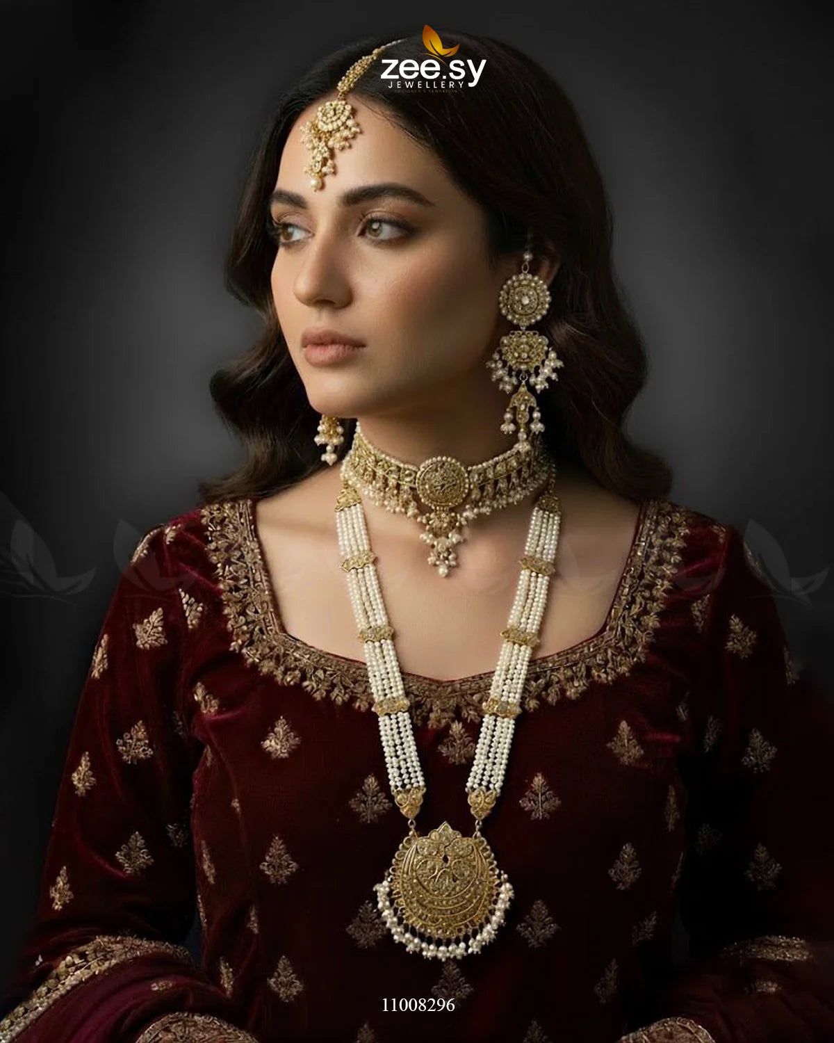 Regal Pearl Jhoomar Bridal Set - Zeesy Jewellery