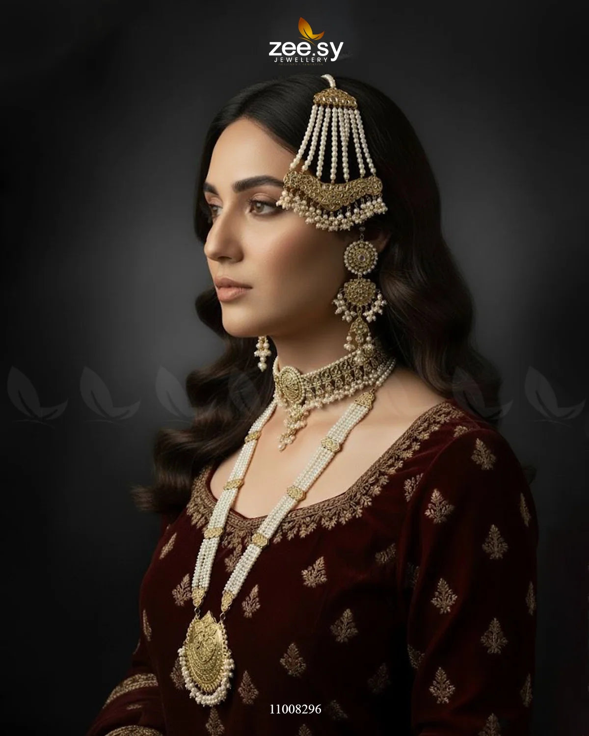 Regal Pearl Jhoomar Bridal Set - Zeesy Jewellery