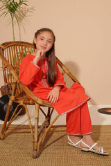 Ochre Clothing Girls Co-ords Cotton Embroidered 2 Pc Suit