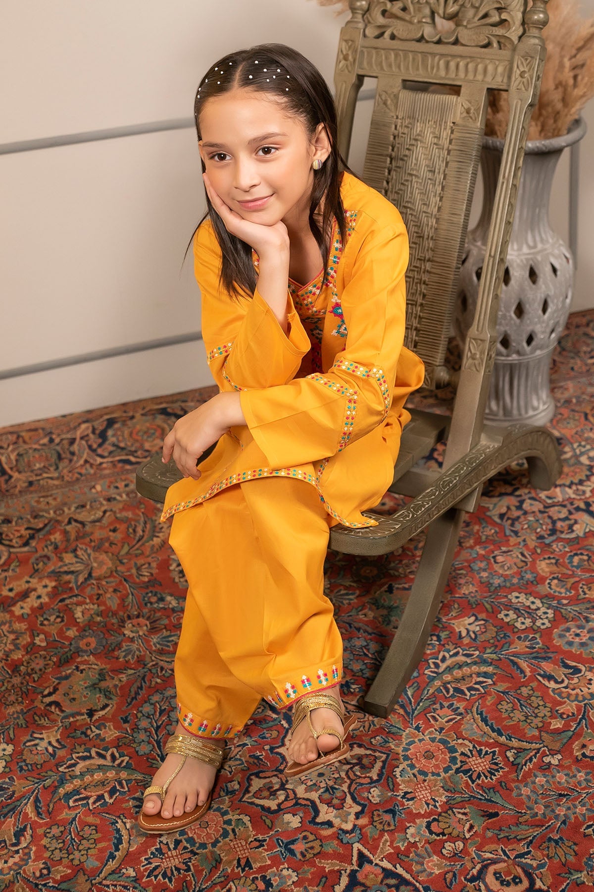 Ochre Clothing Cotton Embroidered 2 Pc Suit