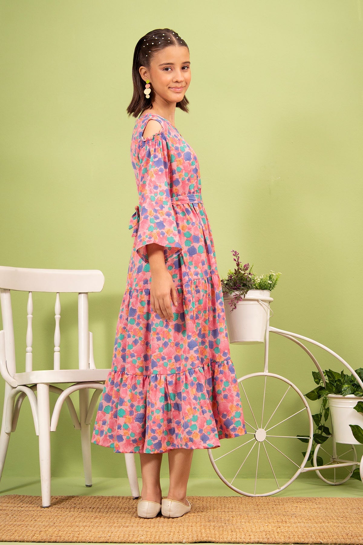 Ochre Clothing Georgette Printed Dress