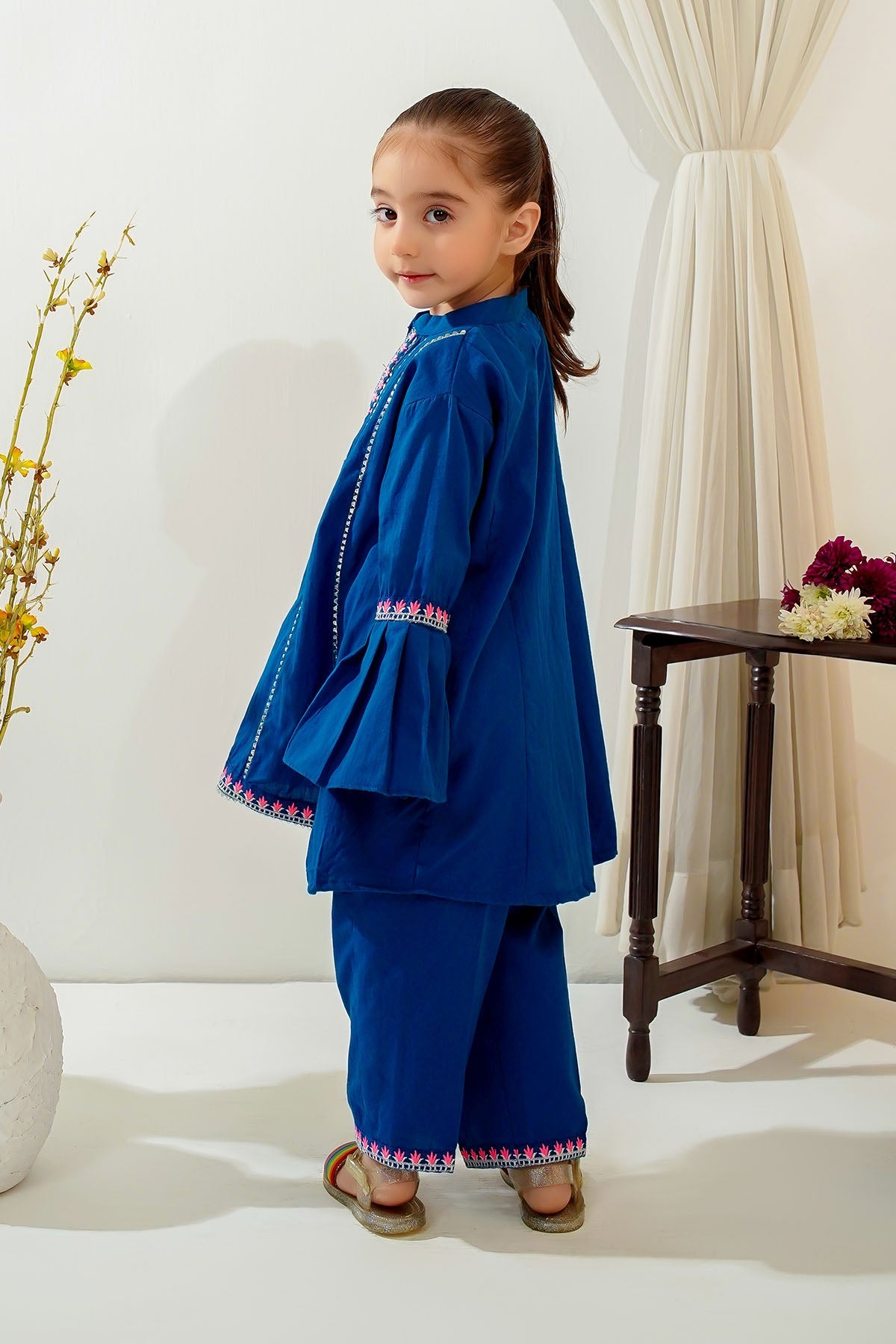 Ochre Clothing Girls Full Suits Cotton Embroidered 2 Pc Suit